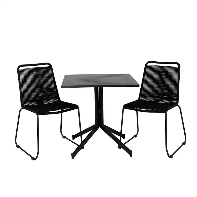 Way café table 70*70+Lindos Stacking Chair - Black Alu / Bla Svart