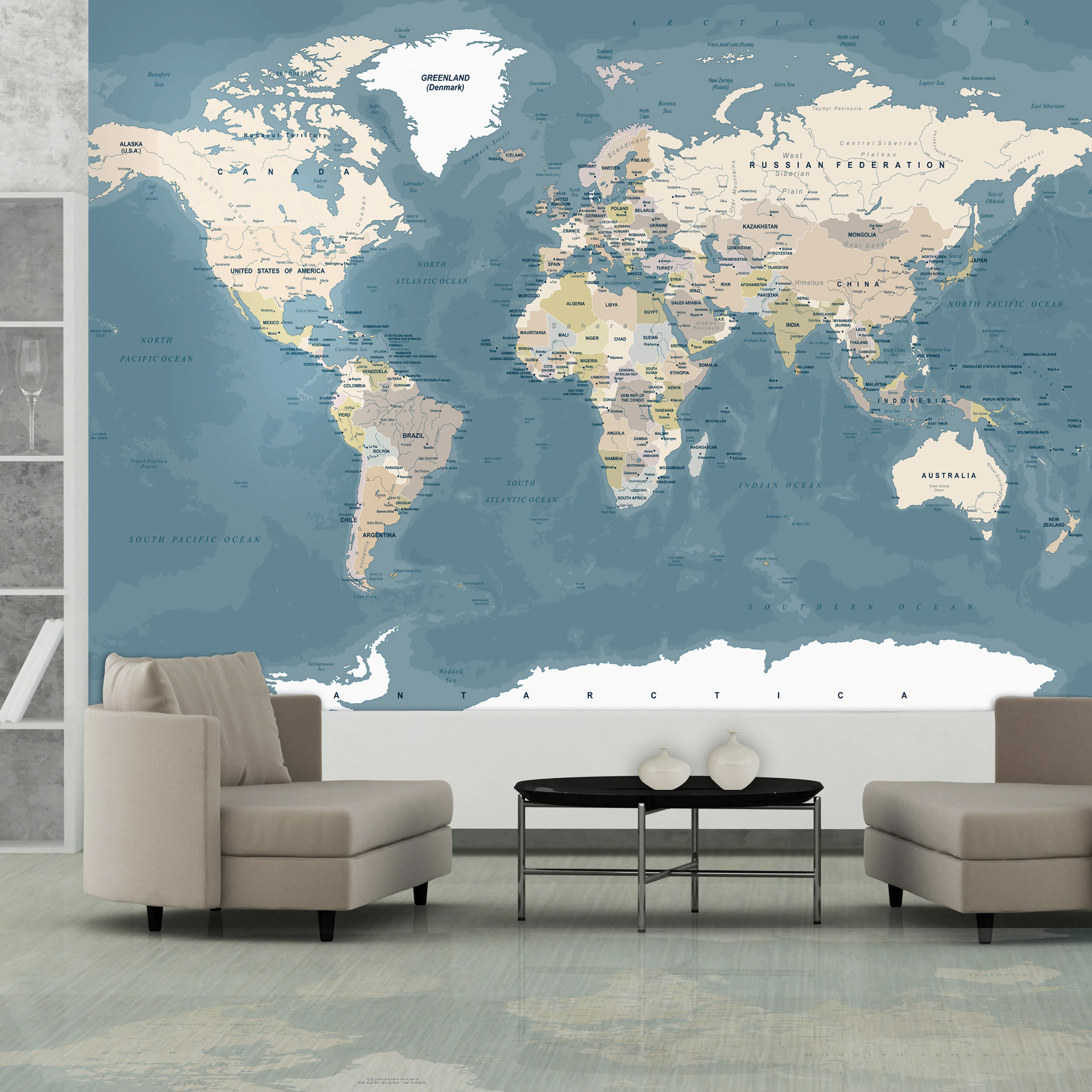 Fototapet Arkiio Självhäftande Vintage World Map