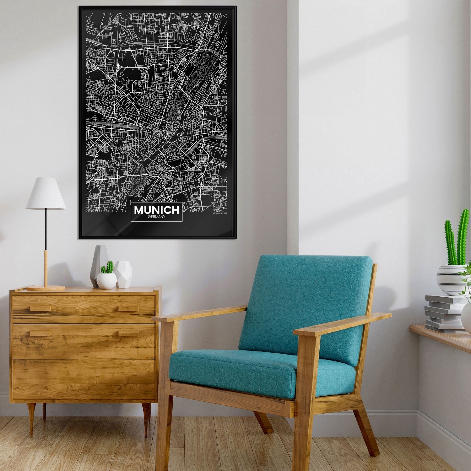 Poster Artgeist Affisch Dark Map of Munich