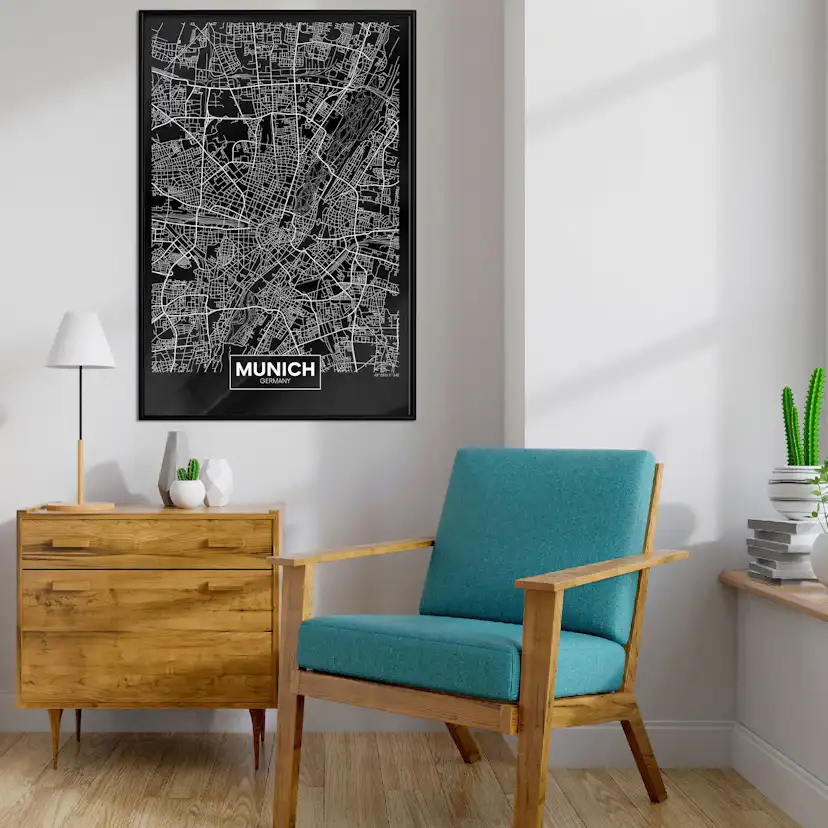 Poster Artgeist Affisch Dark Map of Munich