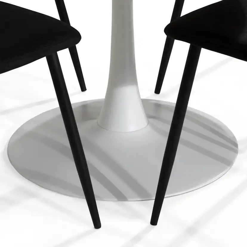 Matgrupp Basic Home Caitly Runt Matbord 100 cm Vit Bas med 4 Nibe Matstol