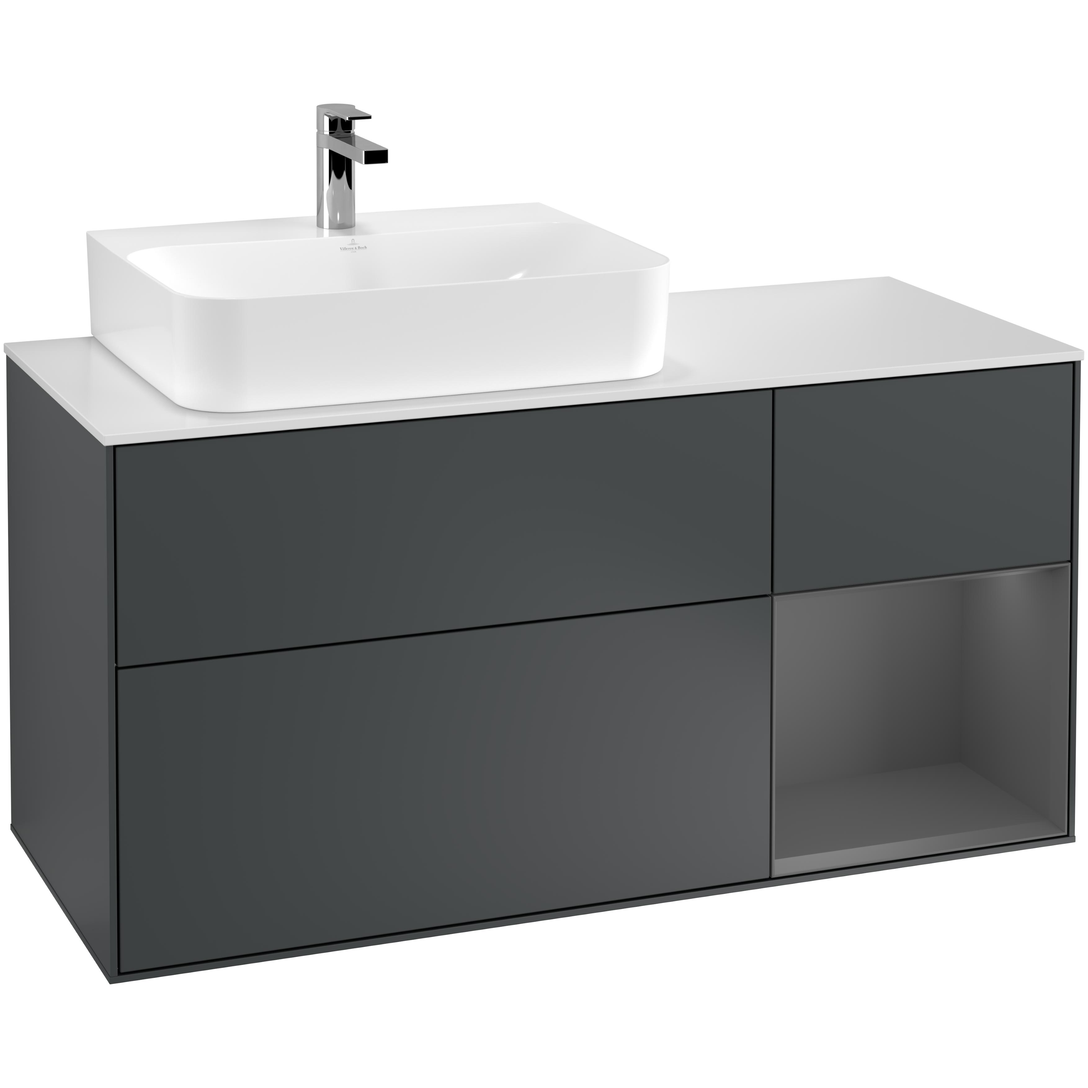 Tvättställsskåp Villeroy & Boch Finion med 3 Lådor Hylla och Bänkskiva för Ocentrerat Tvättställ