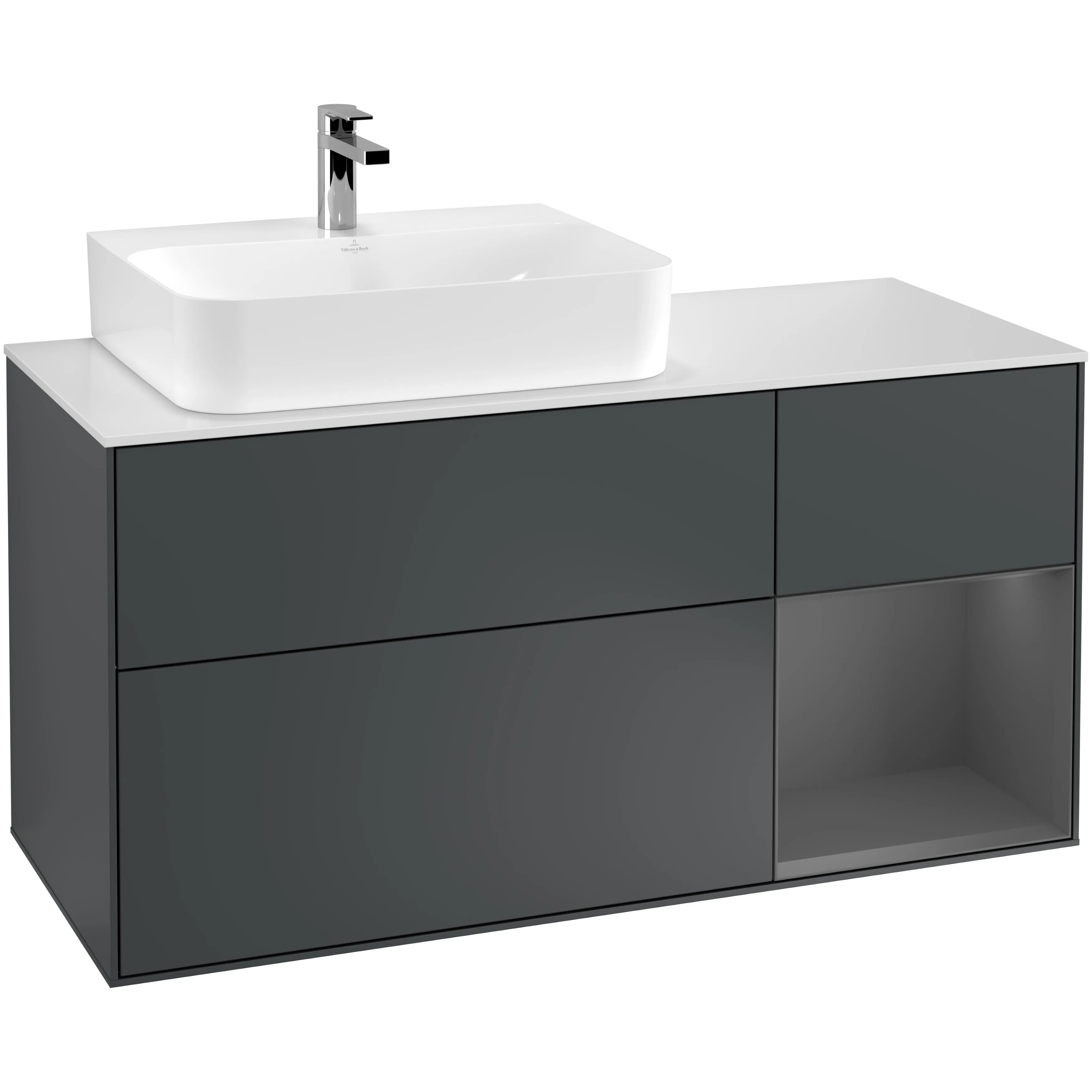 Tvättställsskåp Villeroy & Boch Finion med 3 Lådor Hylla och Bänkskiva för Ocentrerat Tvättställ