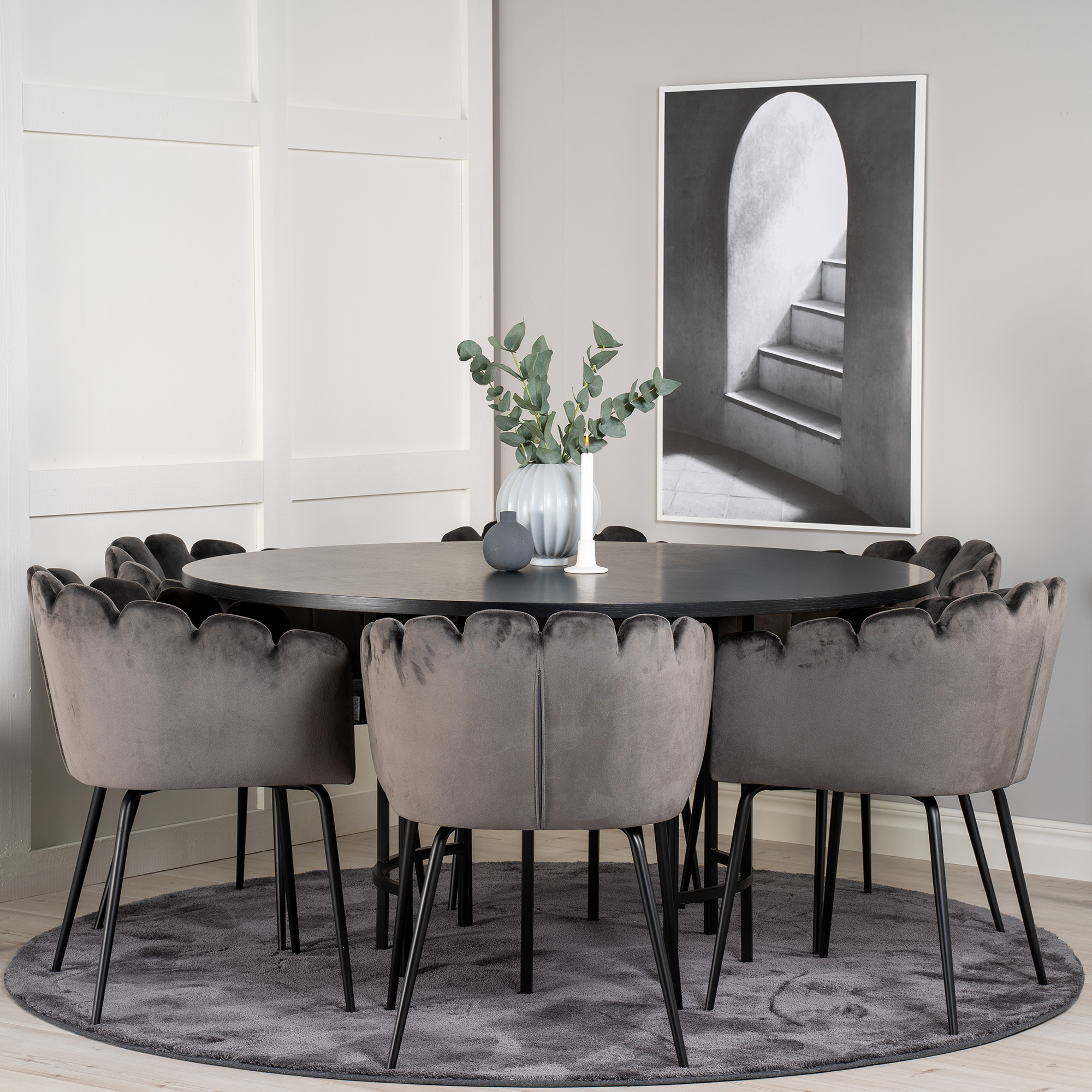 Matgrupp furniture/fashion Copenhagen med 6 Gråa Limhamn Stolar
