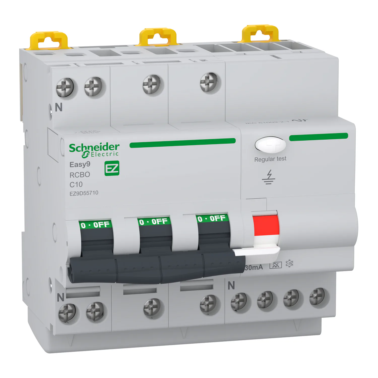 Personskyddsbrytare Schneider Electric Easy9 3-polig + N 10–25 A 30 mA typ A