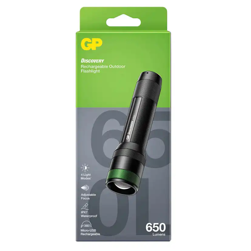 Uppladdningsbar Ficklampa GP Batteries Discovery CR41 650lm Svart