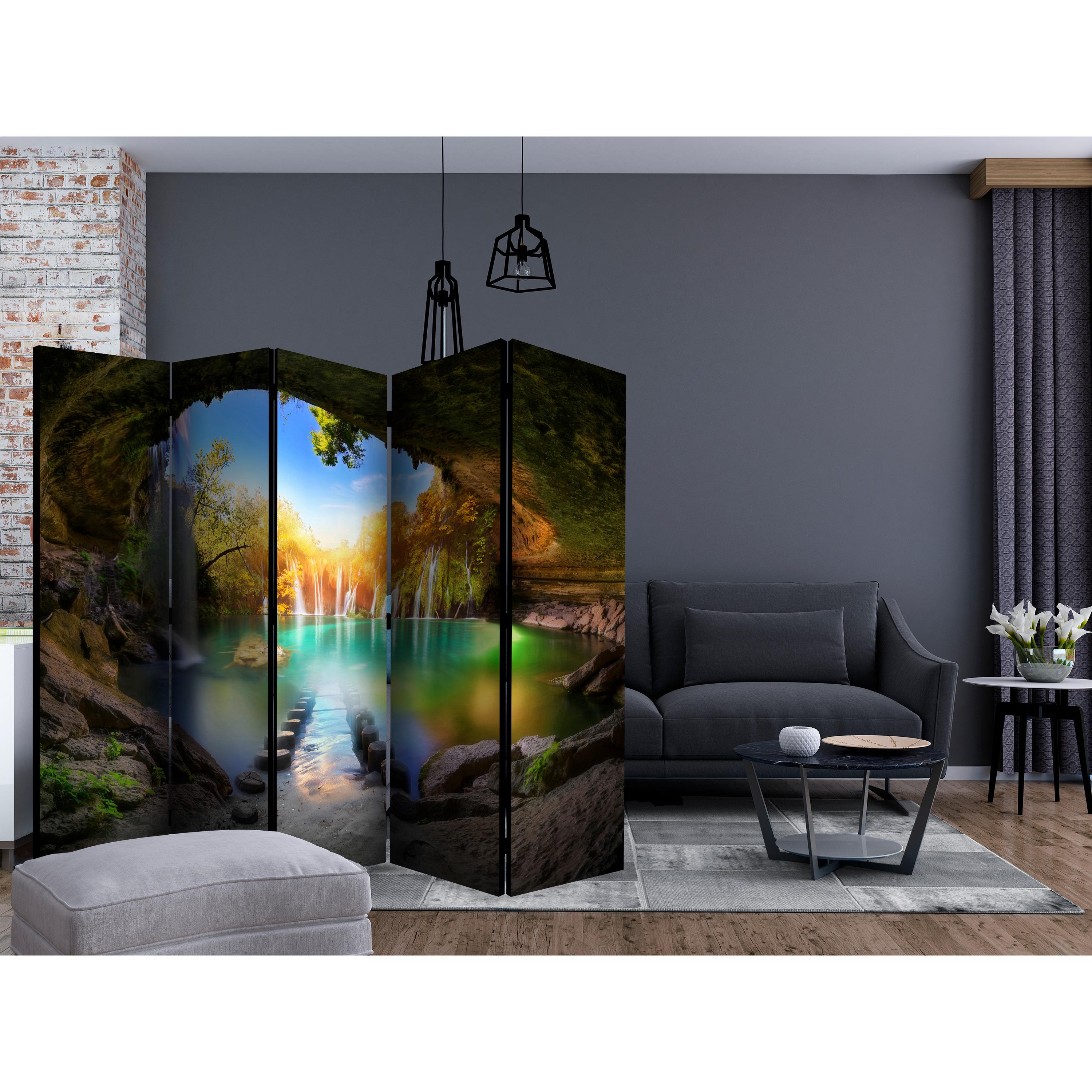 Rumsavdelare Skärmvägg Arkiio Turquoise Lake II 225x172 cm