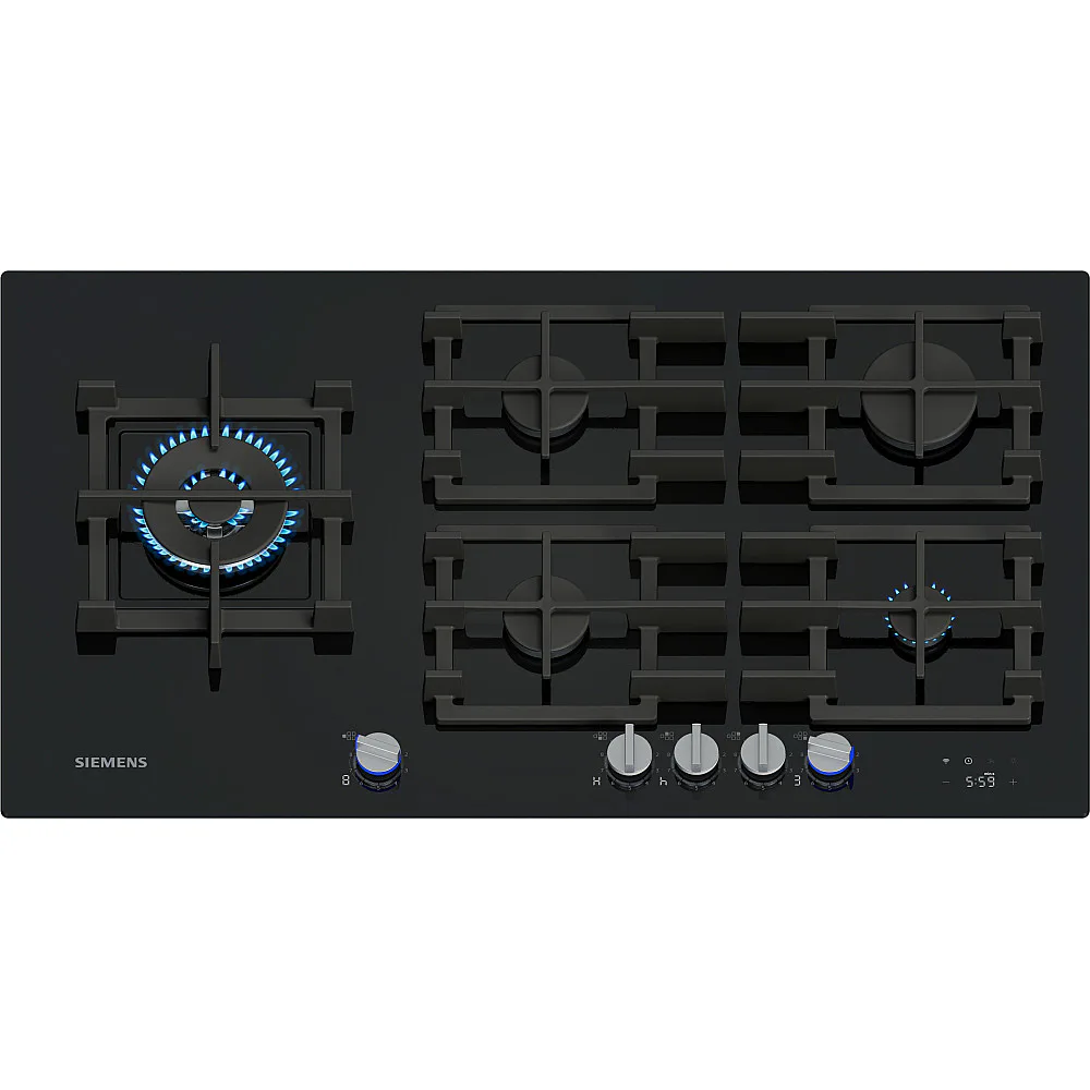 Gashäll Siemens iQ700 med stepFlame Svart 90cm med Smart Uppkoppling