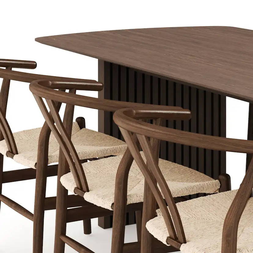 Matgrupp Bark Richeto Rektangulärt Matbord 240 cm med 6 Dastoori Matstol