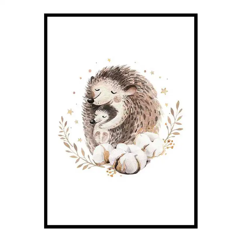 Poster Gallerix Watercolor Hedgehog Family