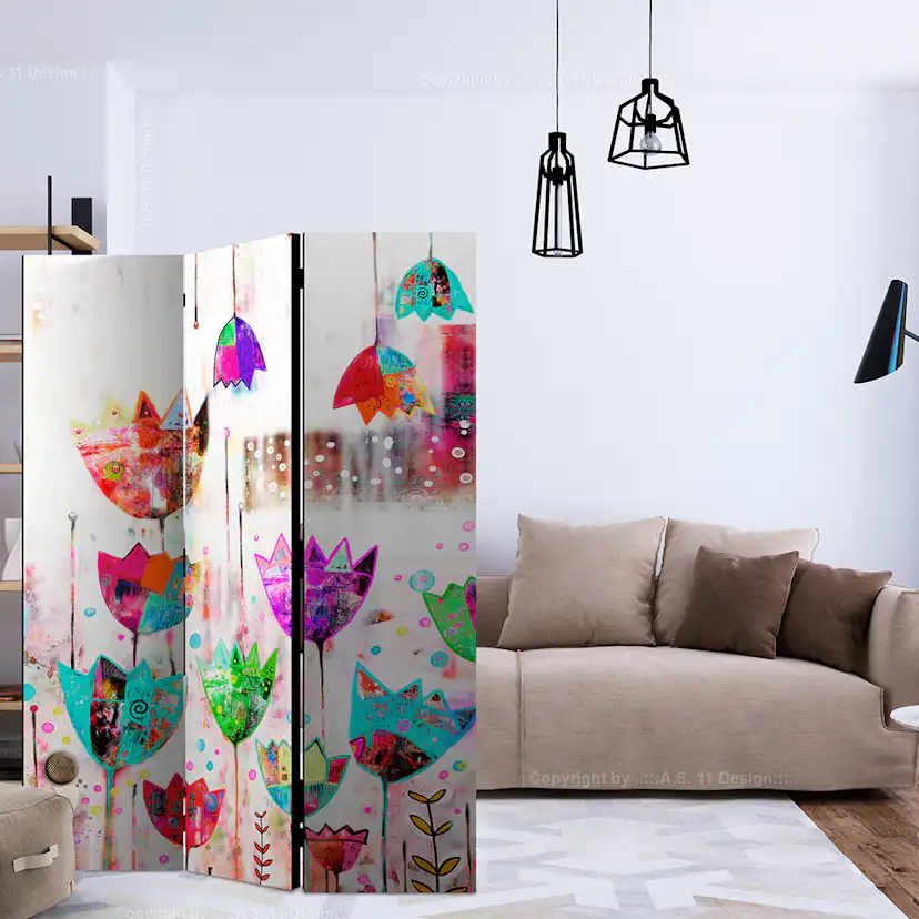 Rumsavdelare Skärmvägg Arkiio Colorful Tulips 135x172 cm