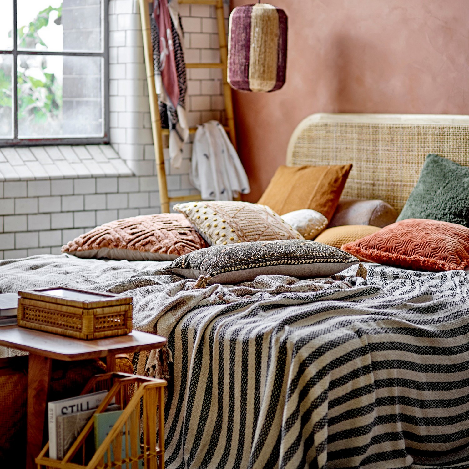 Sänggavel Bloomingville Raley Väggfäst/Golvstående Gavel Ljus Rotting 180cm