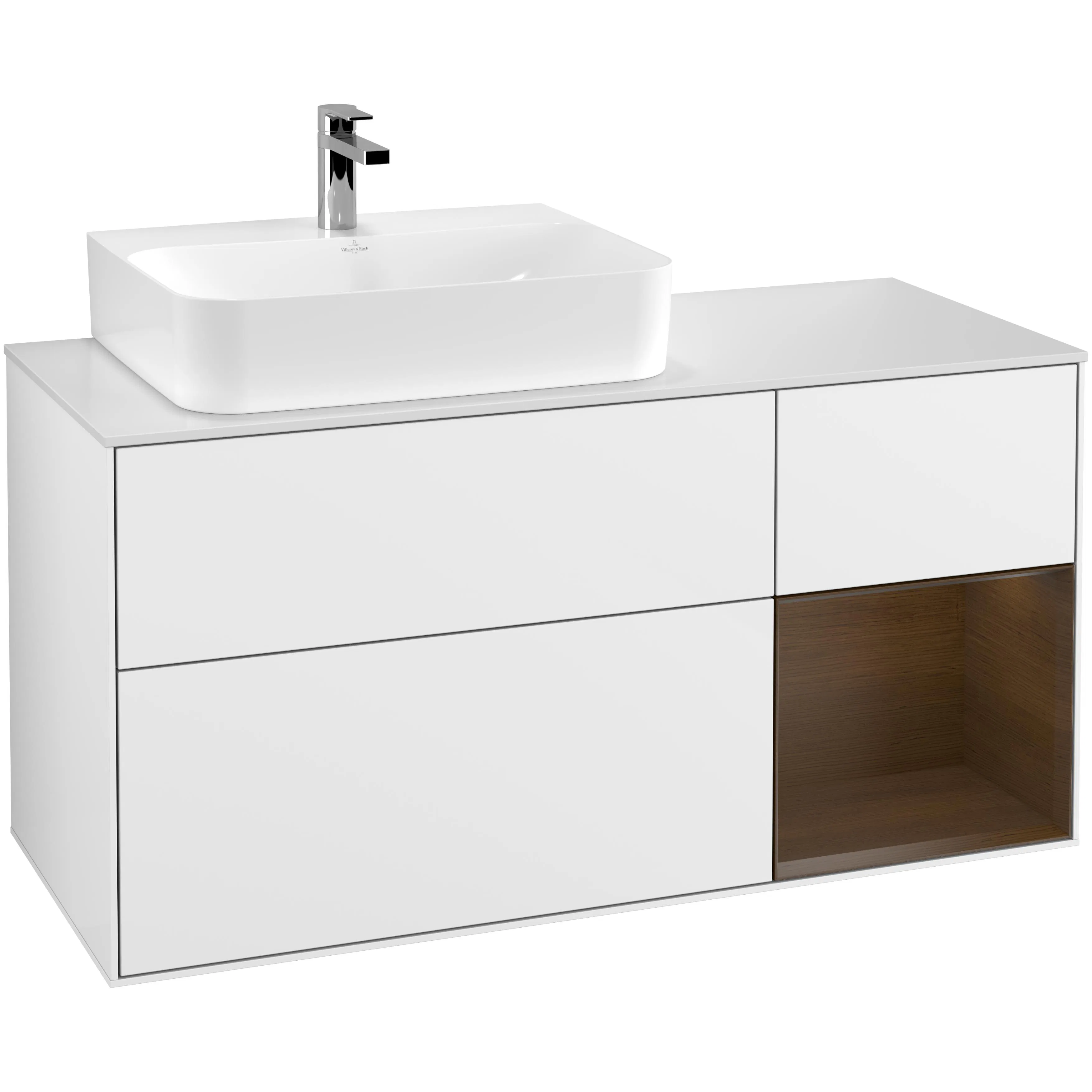 Tvättställsskåp Villeroy & Boch Finion med 3 Lådor Hylla och Bänkskiva för Ocentrerat Tvättställ