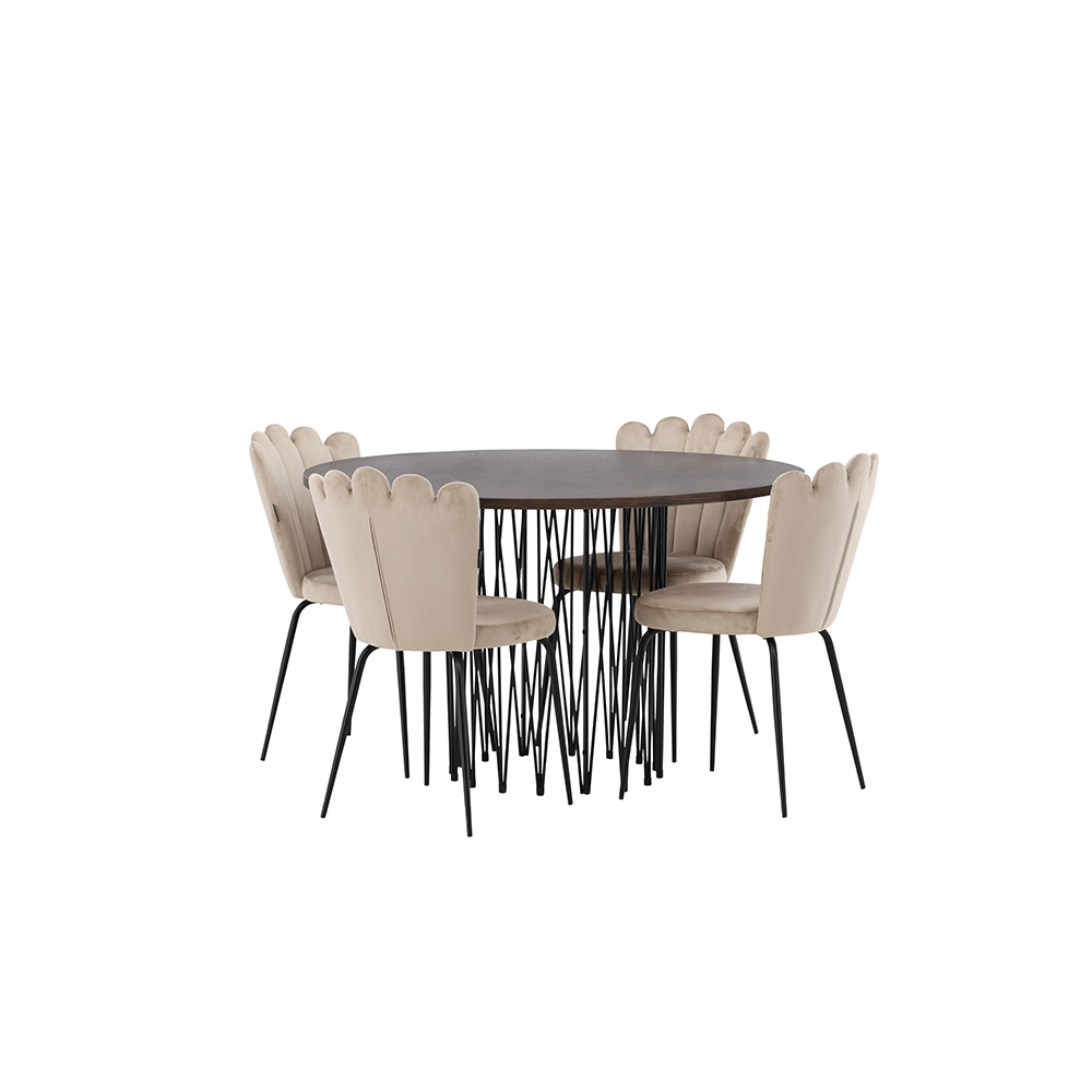 Matgrupp furniture/fashion Stone Ø120 cm med 4 Limhamn Light Stolar