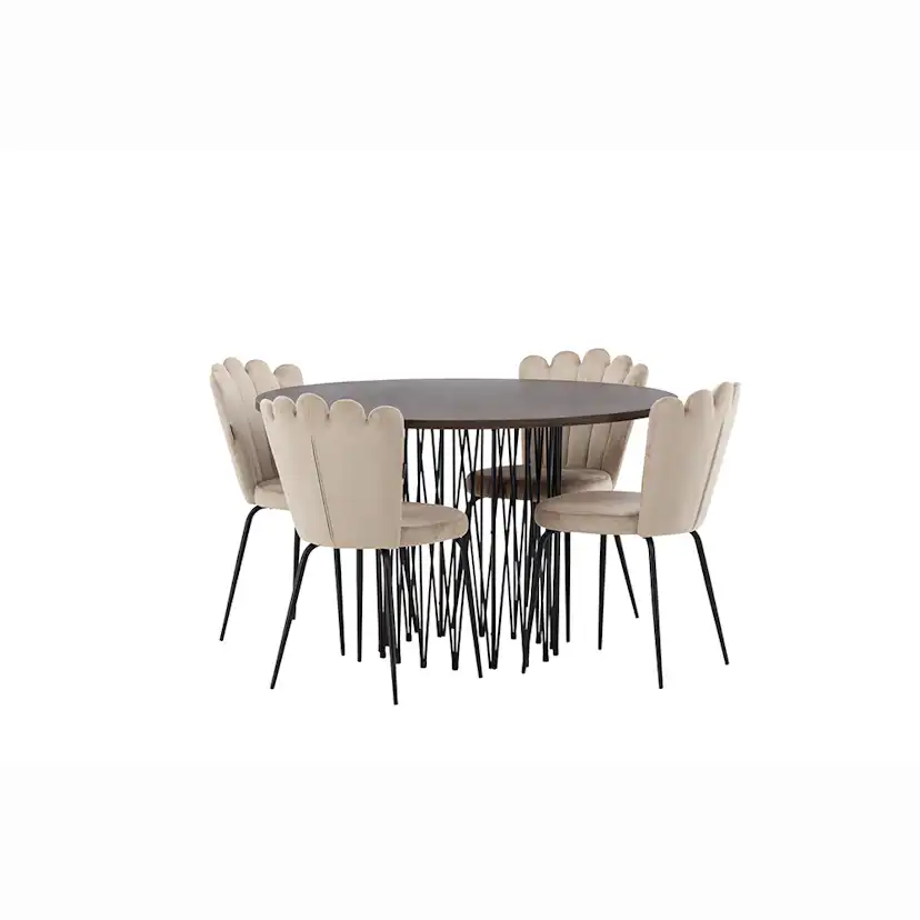 Matgrupp furniture/fashion Stone Ø120 cm med 4 Limhamn Light Stolar
