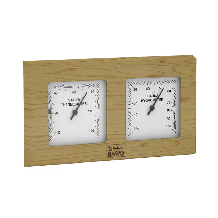Termohygrometer för bastu Lådtyp med täckande kvadrater 140x Cederträ