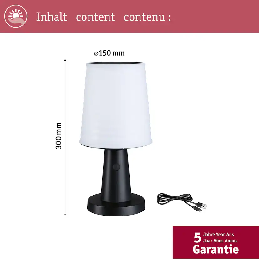 Portabel Solcellslampa Paulmann Ilanga IP44