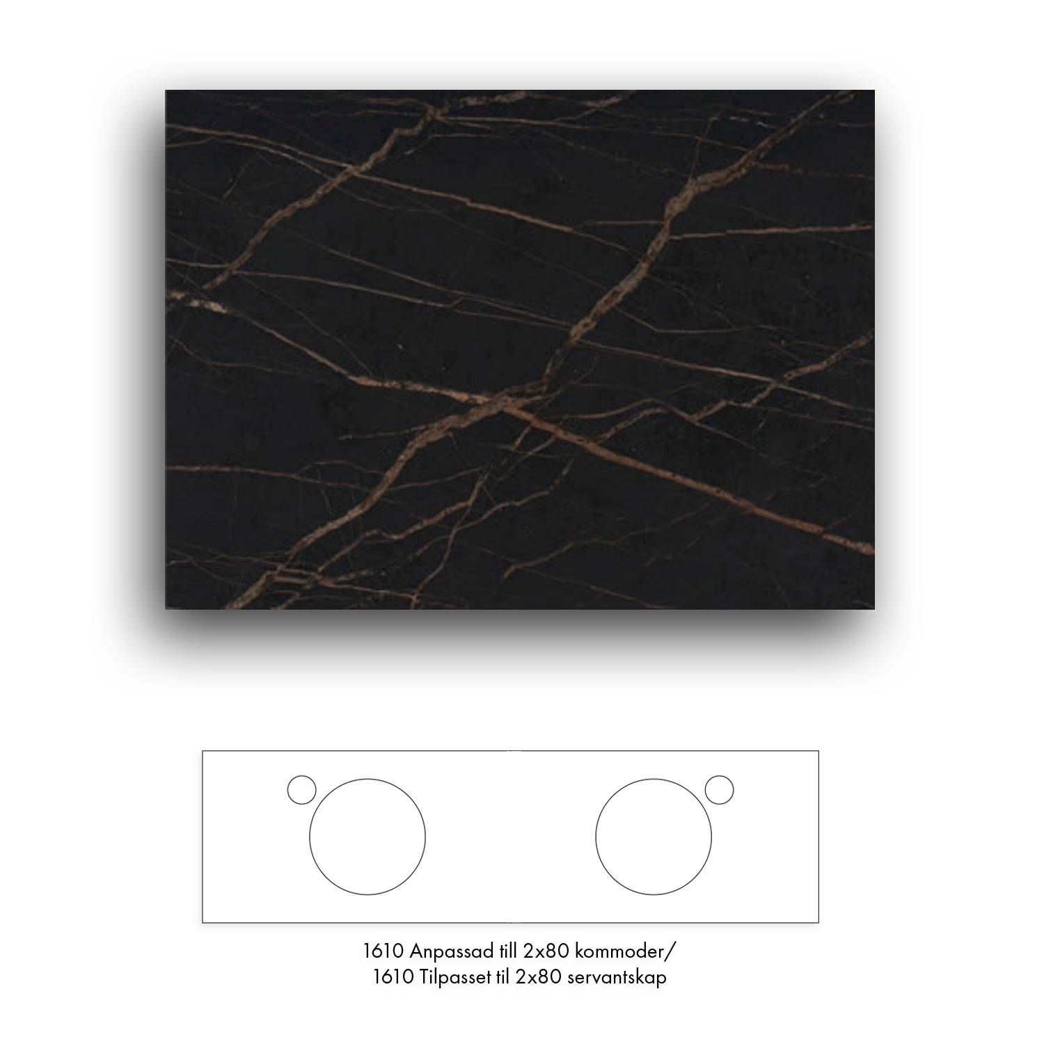 Bänkskiva Macro Design Crown+ Dekton  1610 till Tvättställsskåp Crown