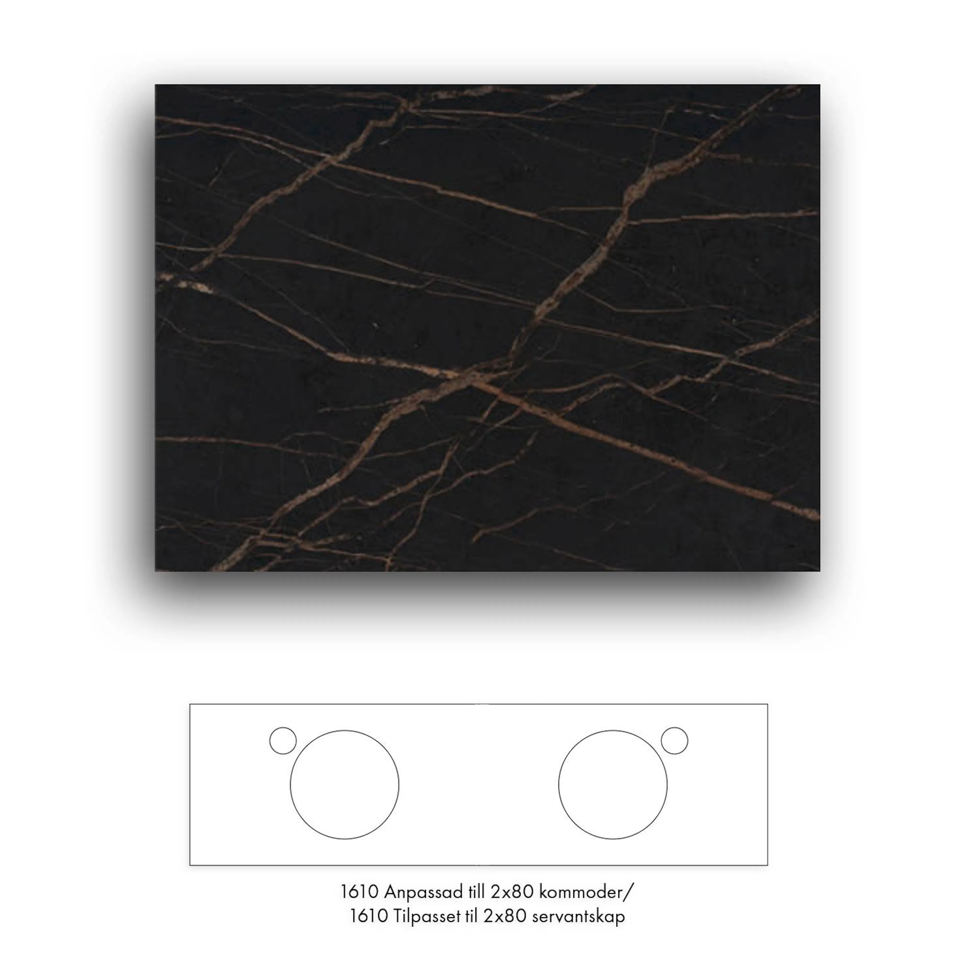 Bänkskiva Macro Design Crown+ Dekton  1610 till Tvättställsskåp Crown