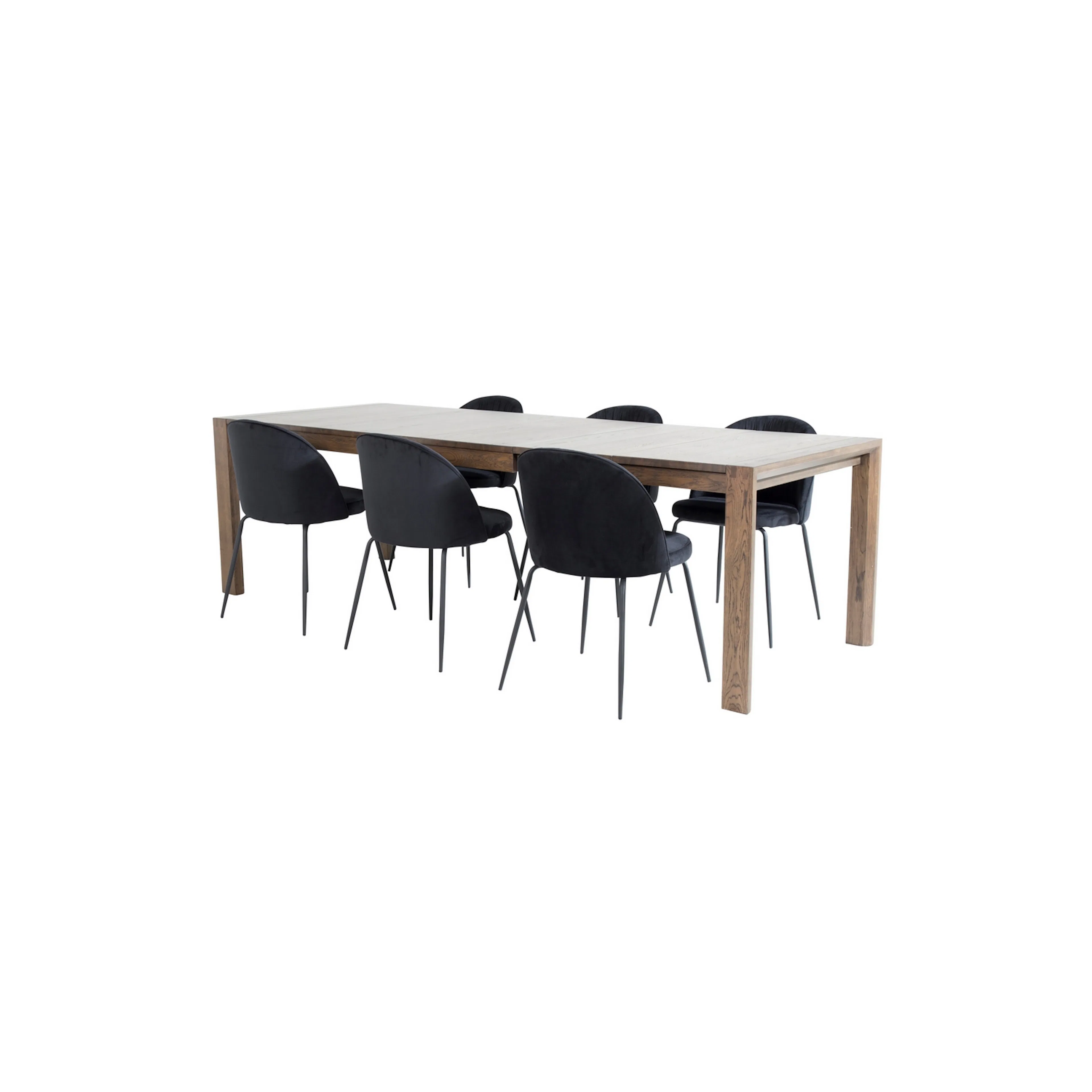 Slider Extention Table - Smoked Oak+Wrinkles Dining Chair Mörk Ek/Svart