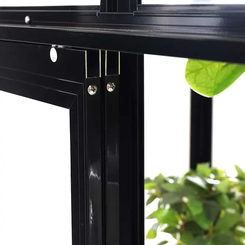 Växthus Metalcraft Svart Rektangulär Odlingsvitrin mot Vägg med Säkerhetsglas, 111x61x170 cm