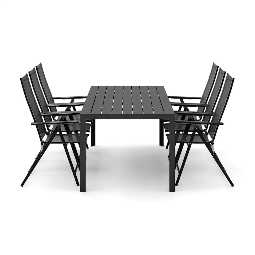 Trädgårdsgrupp Comfort Garden Siri Matbord 205 cm med 6 Sanna Matstolar