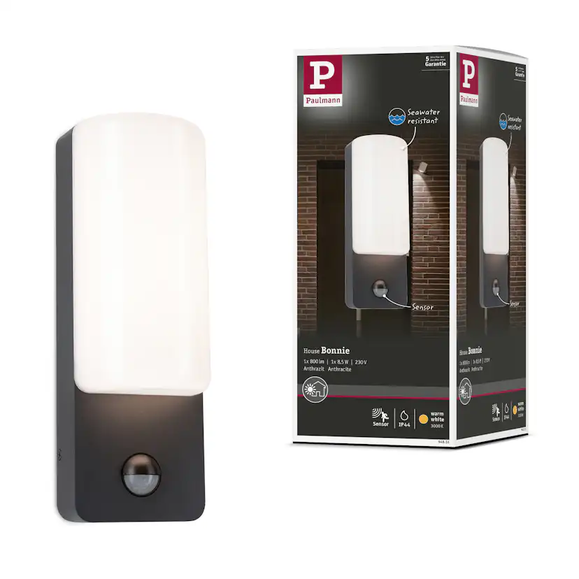 Fasadbelysning LED Paulmann Bonnie Seawater Resistant med Skymningsstyrd rörelsedetektor IP44 230V