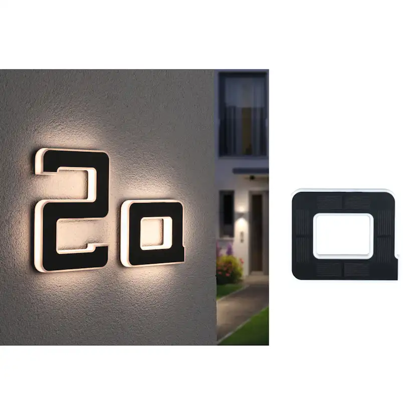 Fasadbelysning Solcell LED Paulmann Husnummer A-D med belysning inkl. utbytbart batteri IP44 Design: A