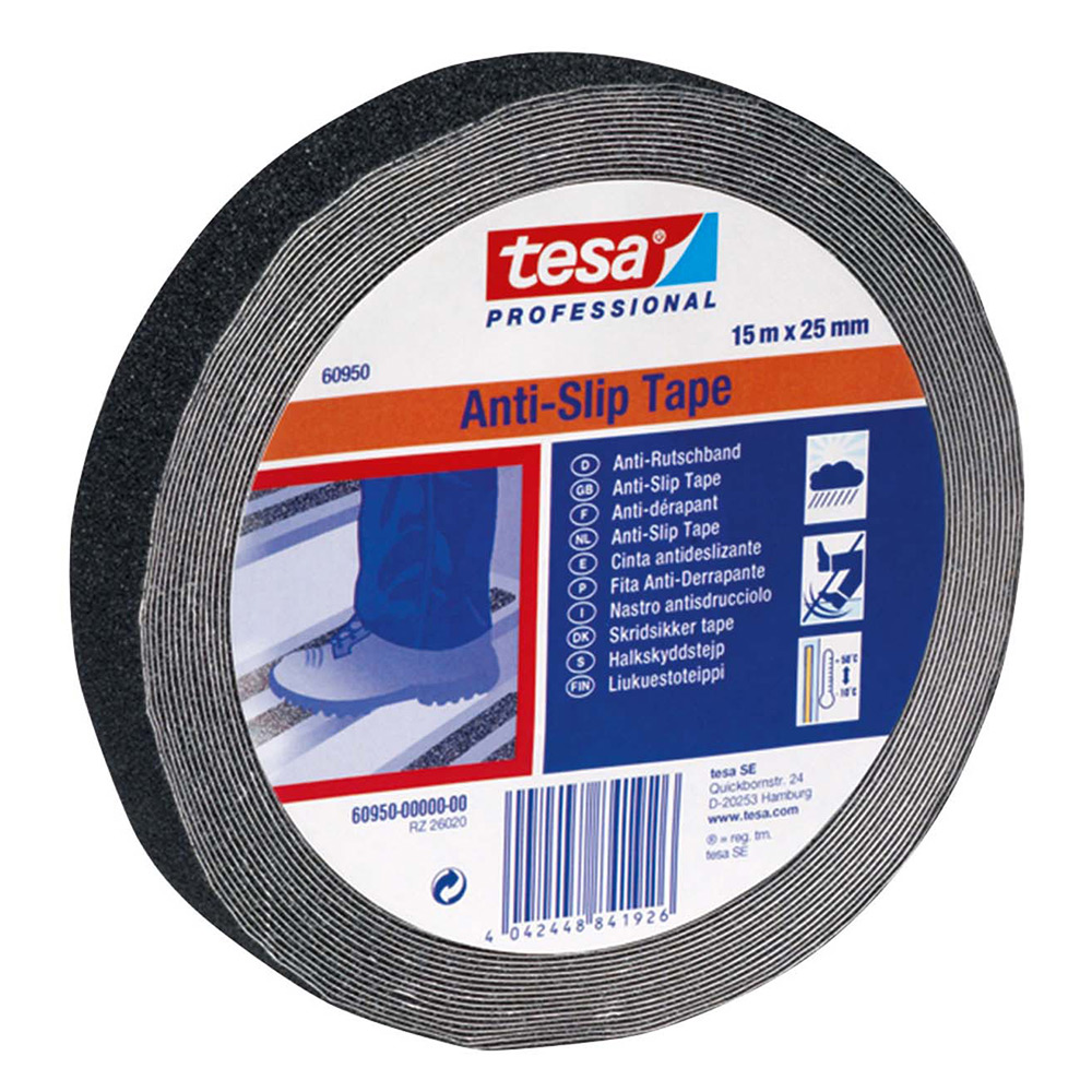 Halkskyddstejp Tesa 25 mm 15 m Svart