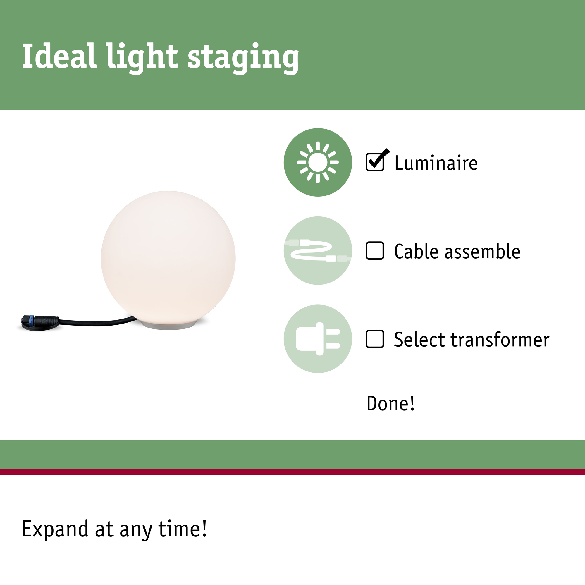 Dekorationsljus LED Paulmann Globe Plug & Shine IP67 24V Diameter: 200 mm