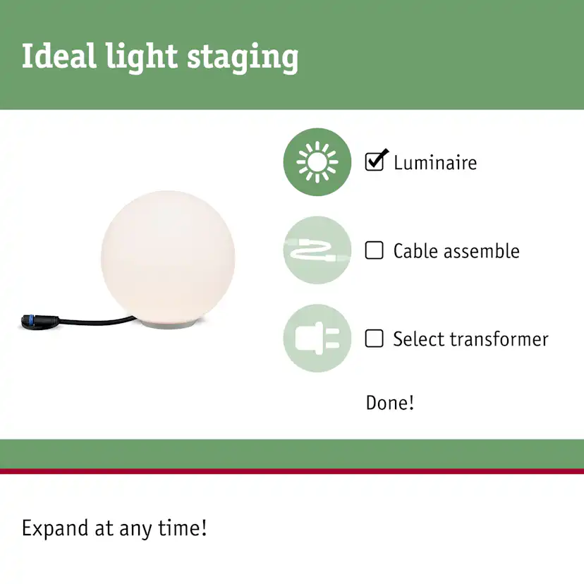 Dekorationsljus LED Paulmann Globe Plug & Shine IP67 24V Diameter: 200 mm