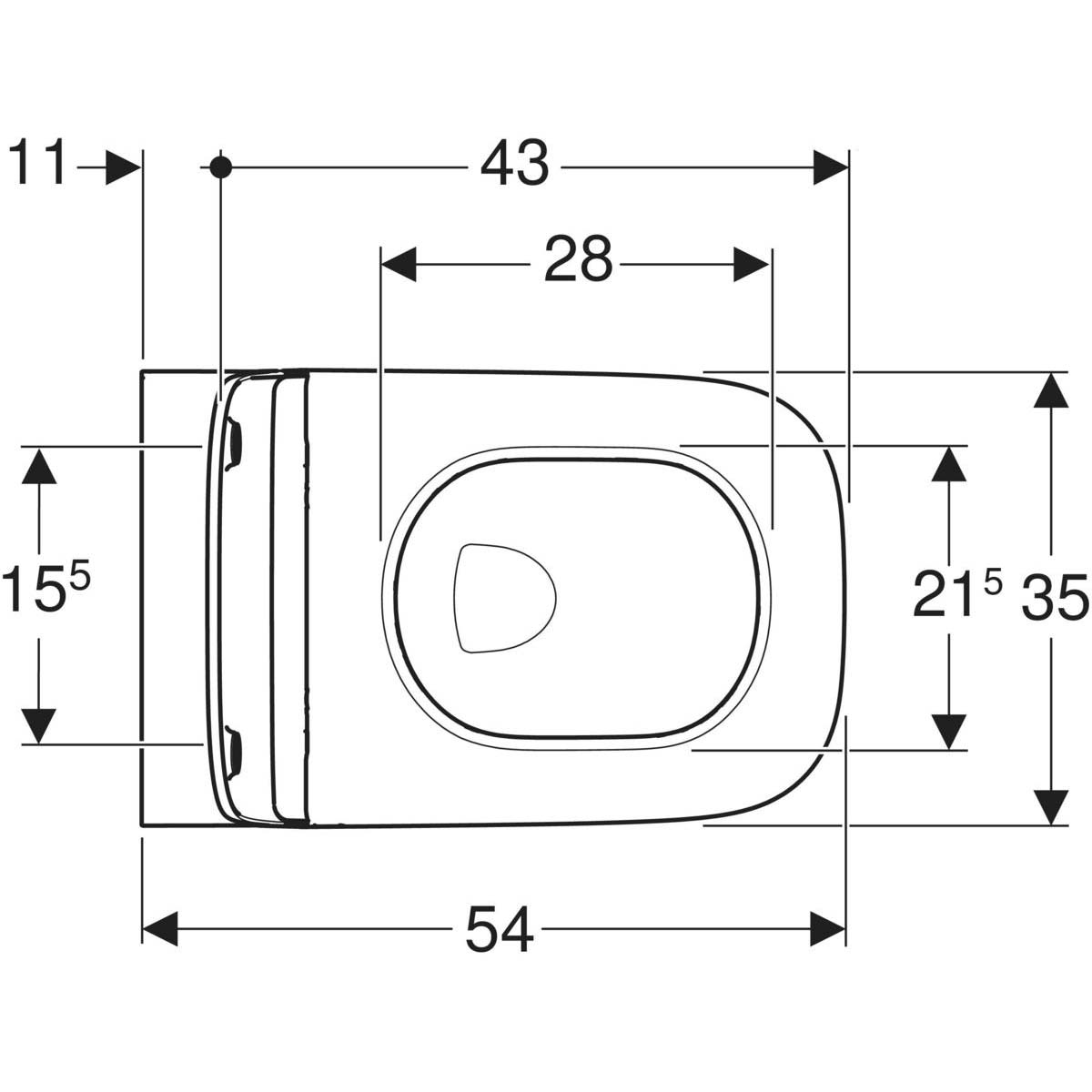 Vägghängd Toalettstol Geberit Smyle Square Rimfree 500.685.01.1