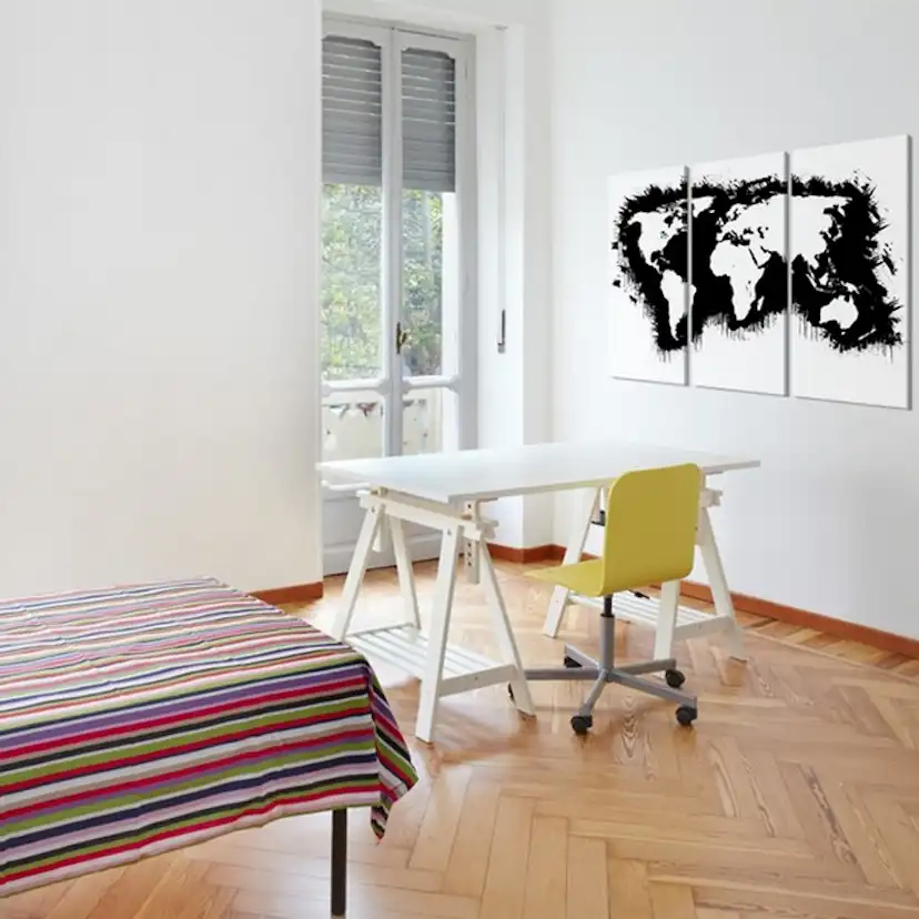 Tavla Arkiio Monochromatic Världskarta Triptyken