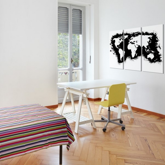 Tavla Arkiio Monochromatic Världskarta Triptyken