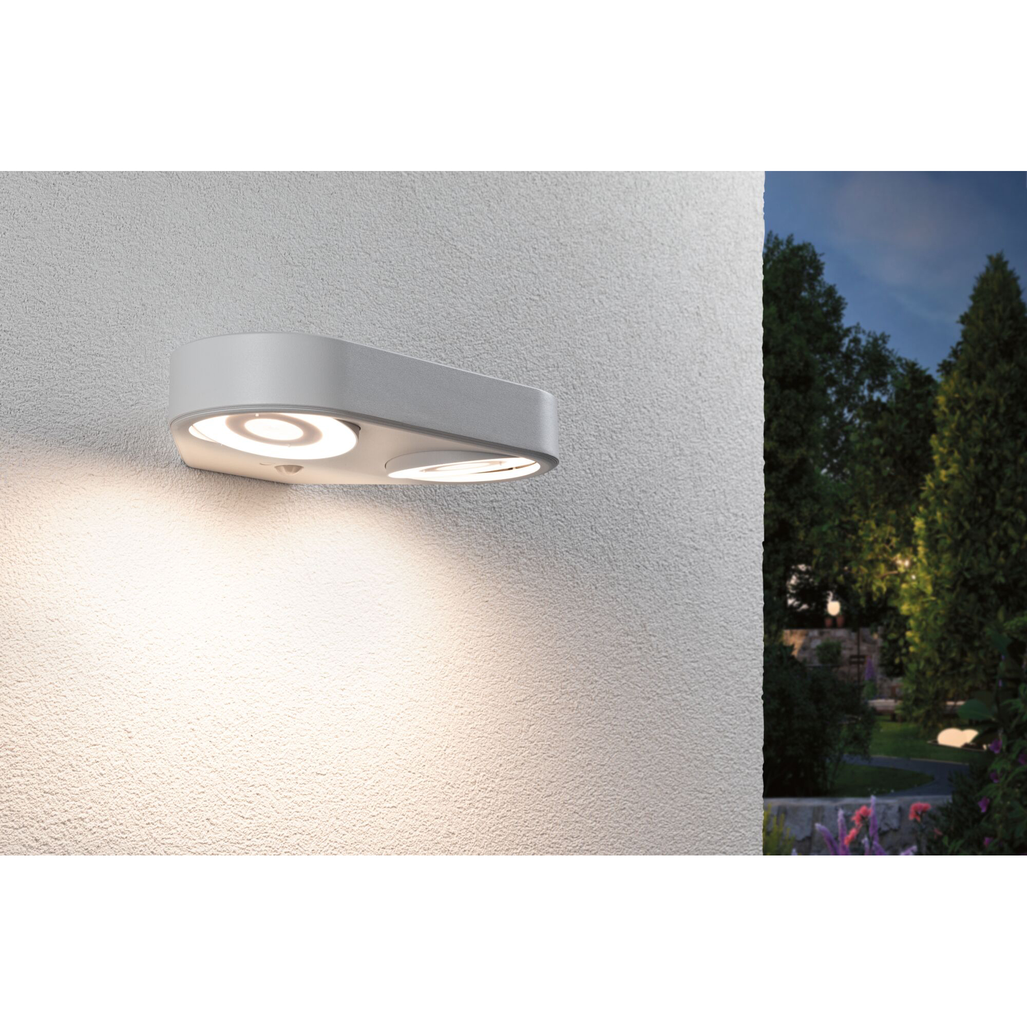 Fasadbelysning LED Paulmann Silma Dubbel med Skymningsstyrd rörelsedetektor IP44 230V