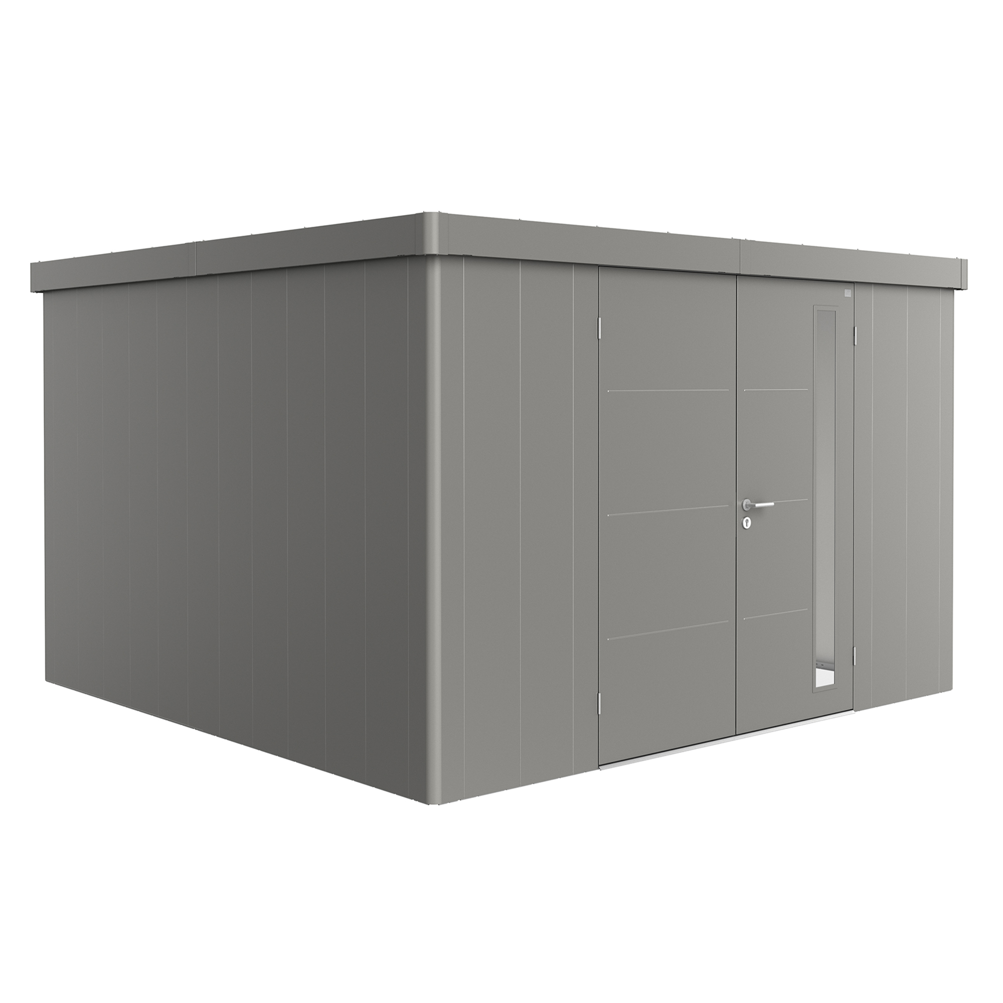 Trägård skjul Neo 4D med Dubbeldörr, metallic kvarts-grå Kvartsgrå