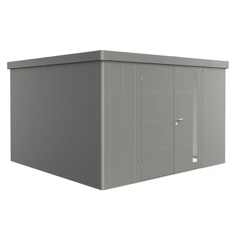 Trägård skjul Neo 4D med Dubbeldörr, metallic kvarts-grå Kvartsgrå