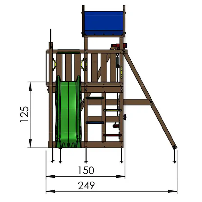 Gungställning Jungle Gym Nomad Med Rutschkana Mörkgrön