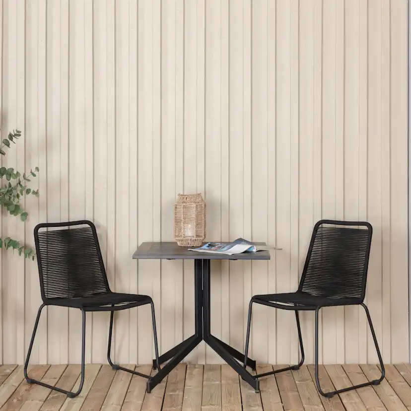 Way café table 70*70+Lindos Stacking Chair - Black Alu / Bla Svart