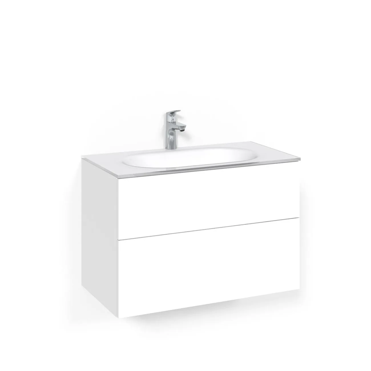 Crown Kom 80x45 Vit Psh G Bredd 800 mm, Vit, Glastvättställ Vit