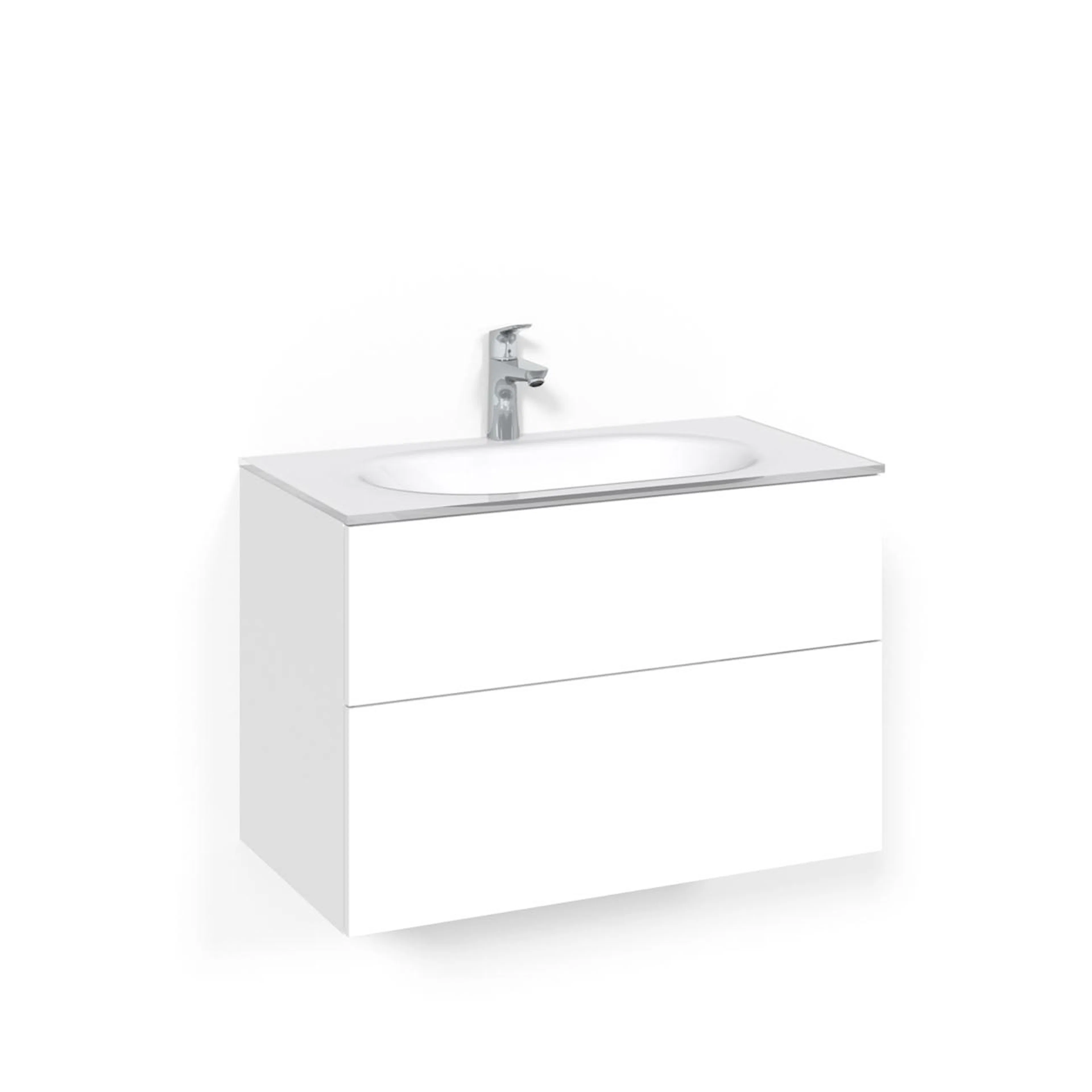 Crown Kom 80x45 Vit Psh G Bredd 800 mm, Vit, Glastvättställ Vit