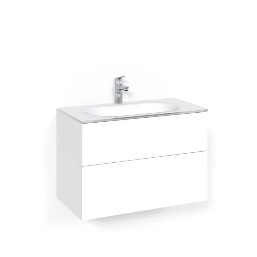 Tvättställsskåp Macro Design Crown Push Open Med Glastvättställ