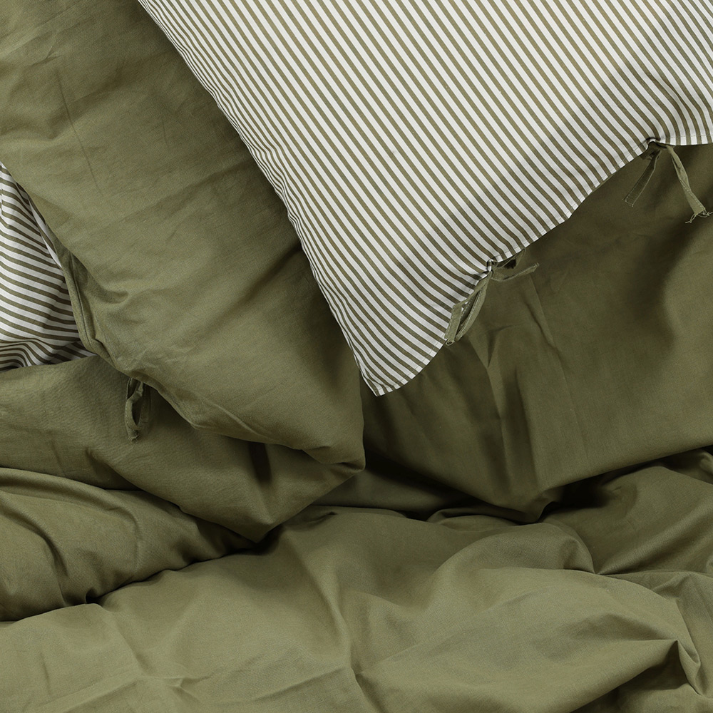 Jenna Bed Set Linen Cotton Green 240x220 cm Färg: Mörkgrön, Mått: 240x220 cm