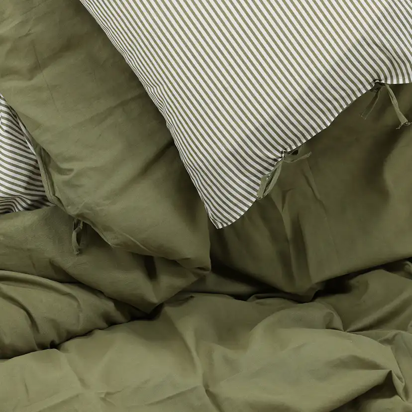 Jenna Bed Set Linen Cotton Green 240x220 cm Färg: Mörkgrön, Mått: 240x220 cm