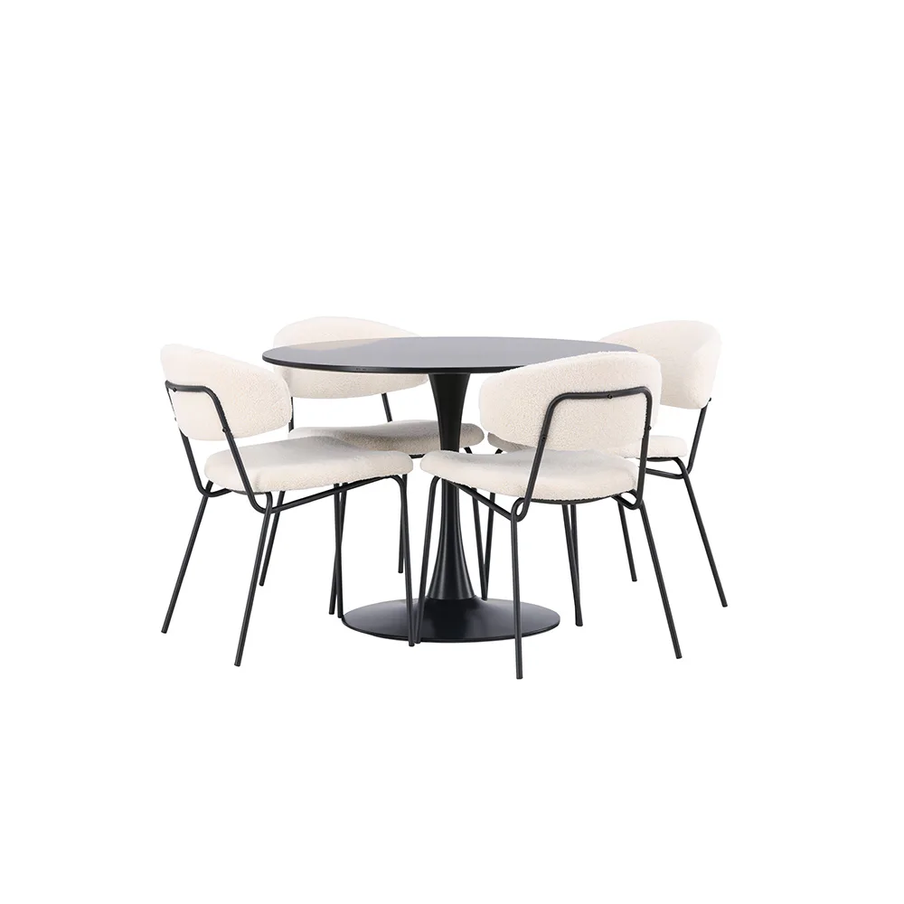 Matgrupp Venture Home Glade Ø 100 cm med 4 Chico Stolar