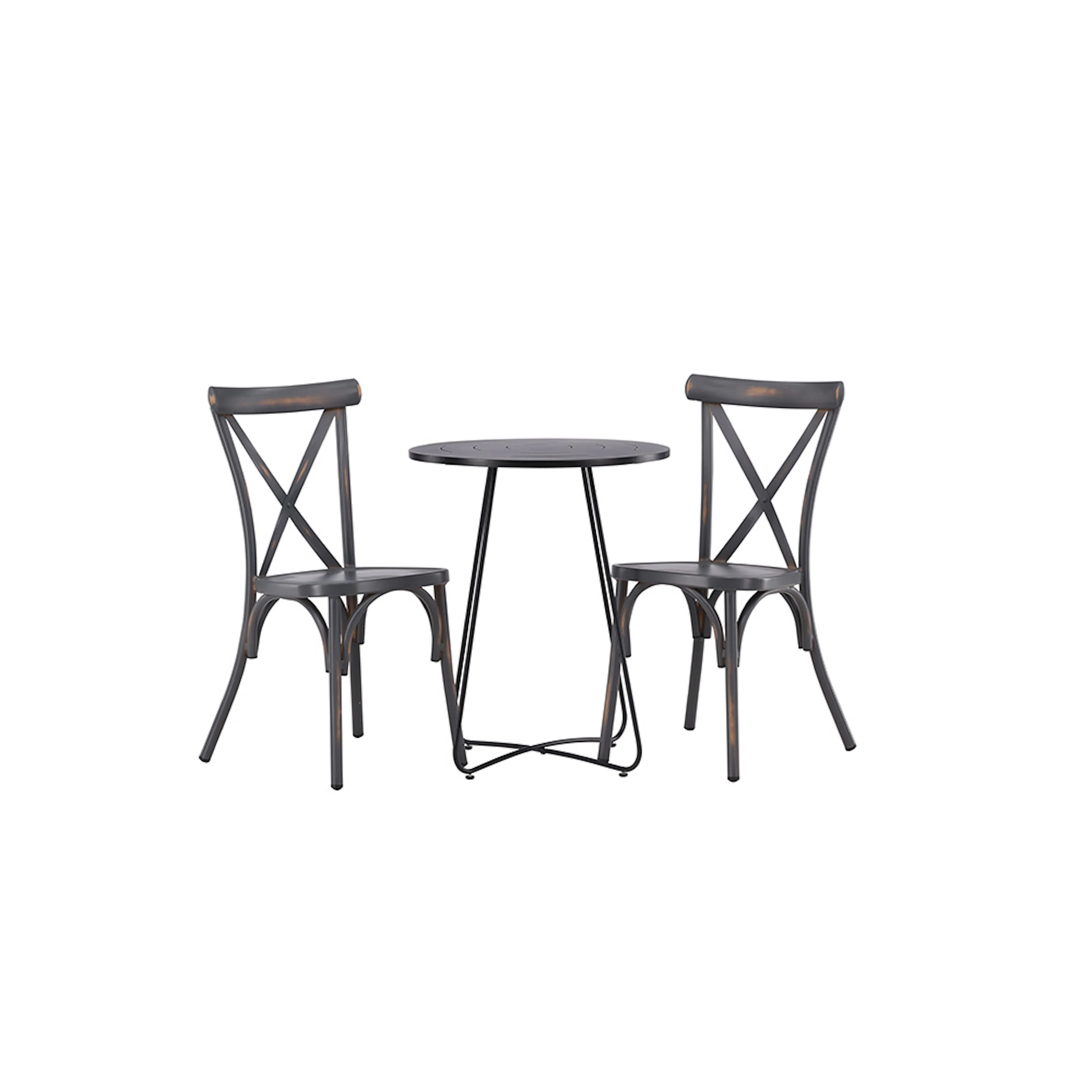 Bacong Cafetable Stål - Black / Round ø60** +Tablas Diningch Svart, Mörkgrå