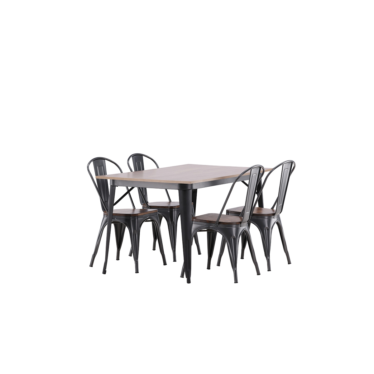 Tempe Dining Table - Black / Walnut MDF +Tempe Dining Chair Mörkgrå/Ek