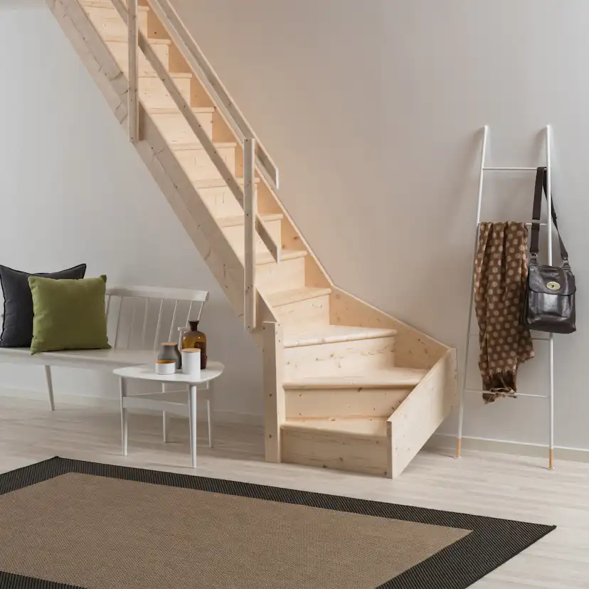 Lofttrappa Dolle L-form Normandie med Räcke