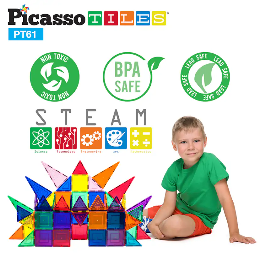 Magnetplattor Picasso Tiles 61 bitar