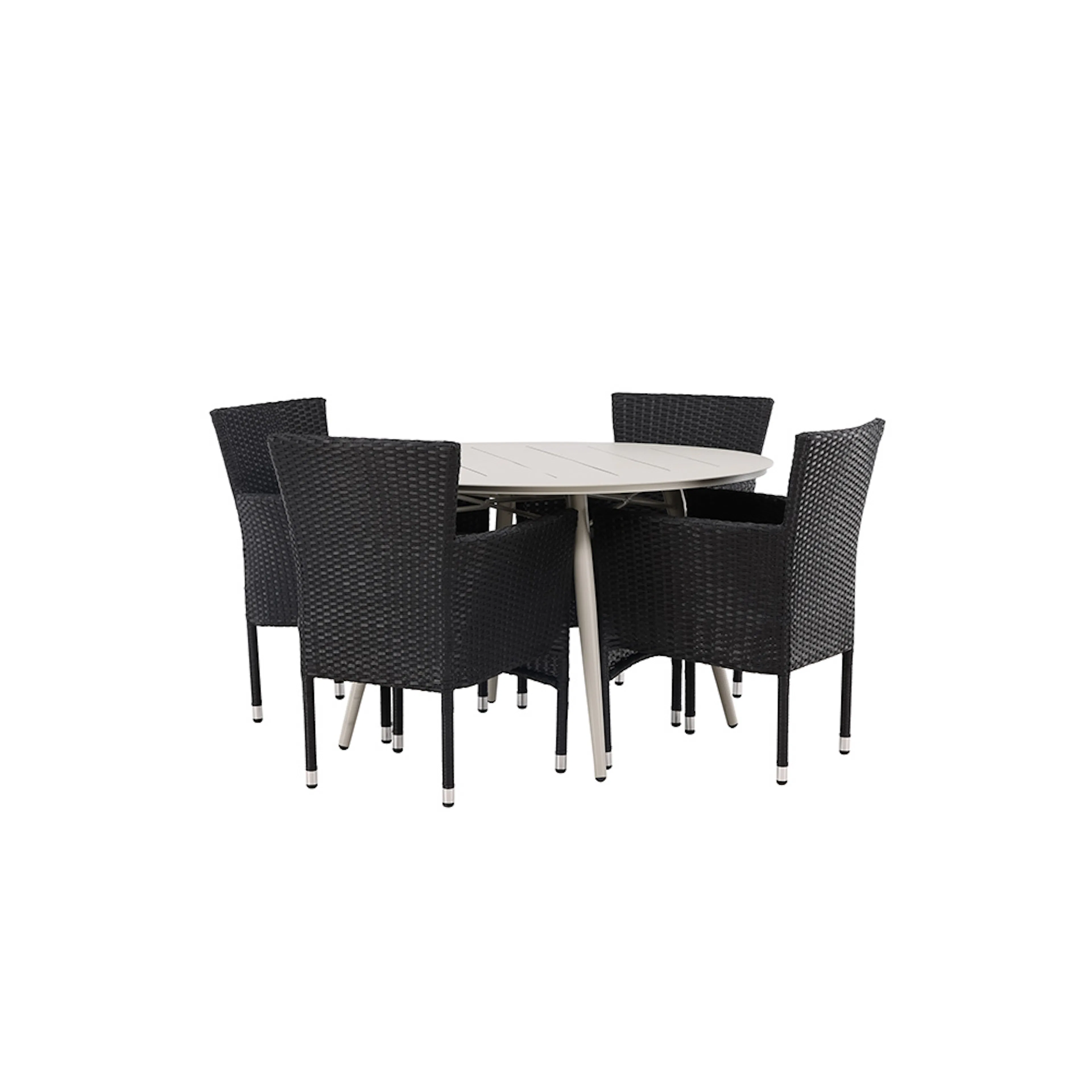 Lina Dining Table - Beige - Round 120 cm +Malina Diningchair Beige, Svart
